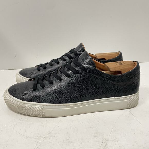Beckett Simonon Shoes Trainers Black Pebbled Leather Men’s 9.5 Sneakers - Picture 1 of 10